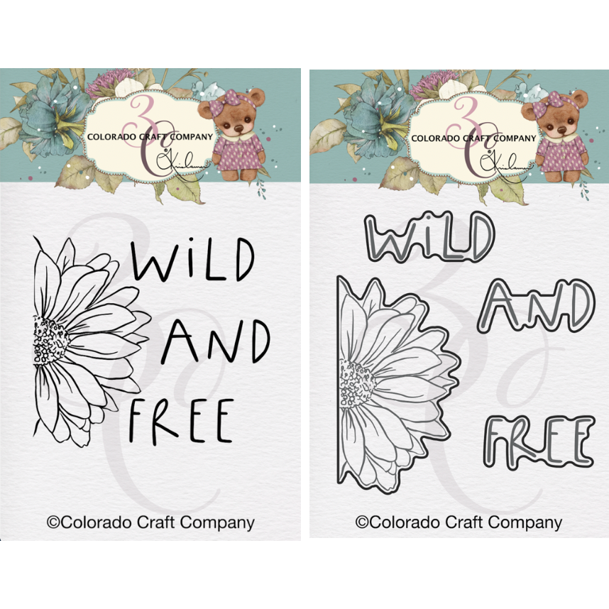 Colorado Craft Company Kris Lauren Wild and Free Mini Clear Stamp and Die Set