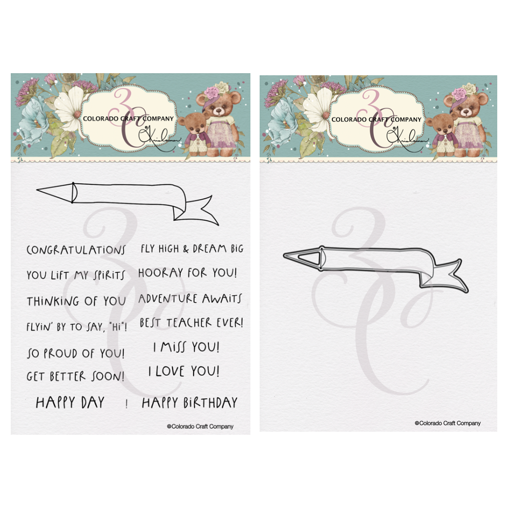 Colorado Craft Company Greetings Banner Clear Stamp and Die Set