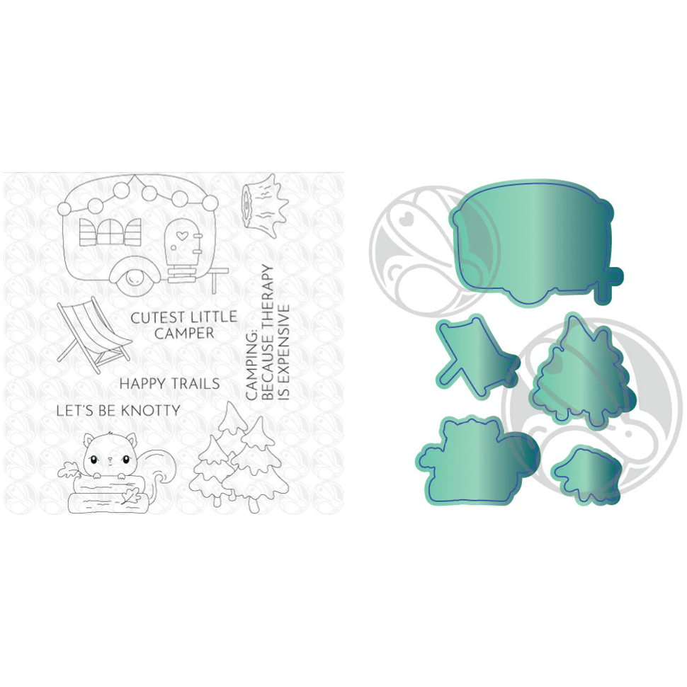 The Rabbit Hole Designs Glamping with Tailette Clear Stamp and Die Set