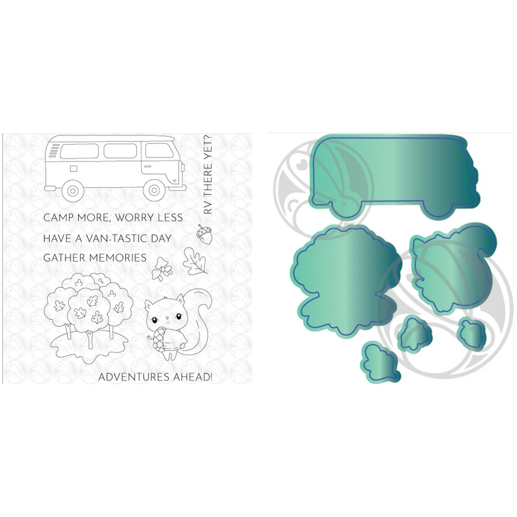 The Rabbit Hole Designs RVing with Tailette Clear Stamp and Die Set