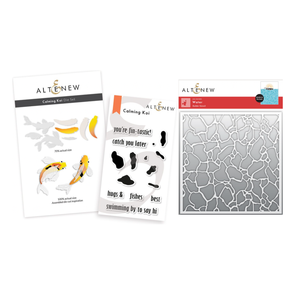 Altenew Calming Koi Clear Stamp and Dies, Water Stencil Set