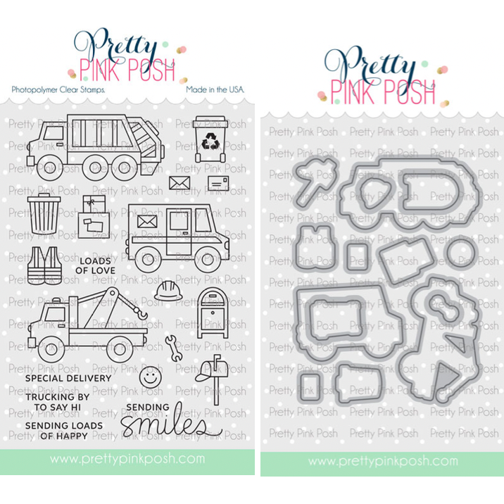 Pretty Pink Posh Utility Vehicles Clear Stamp and Die Set