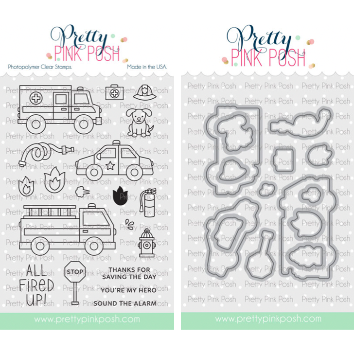 Pretty Pink Posh Helper Vehicles Clear Stamp and Die Set