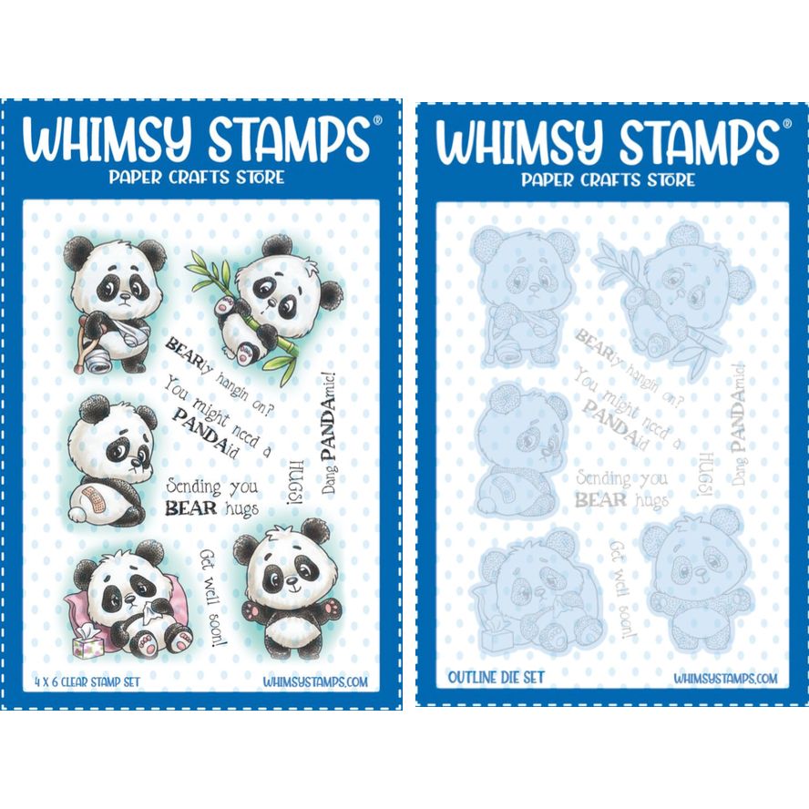 Whimsy Stamps Panda Get Well Clear Stamp and Die Set