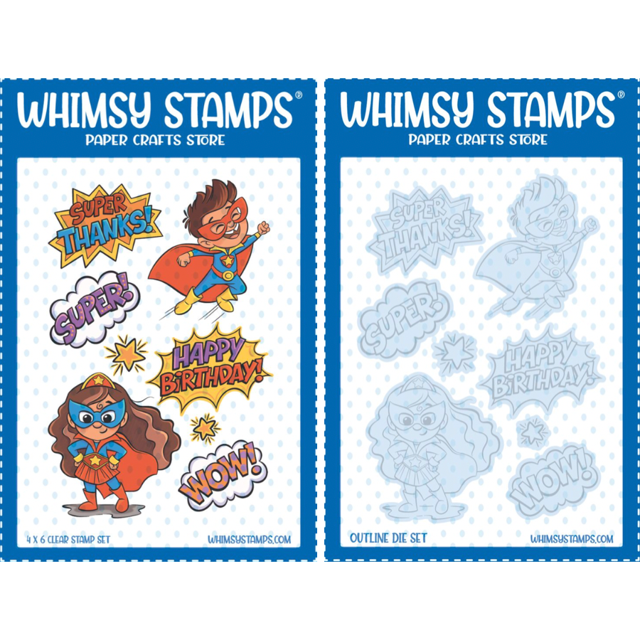 Whimsy Stamps Super Kids Clear Stamp and Die Set