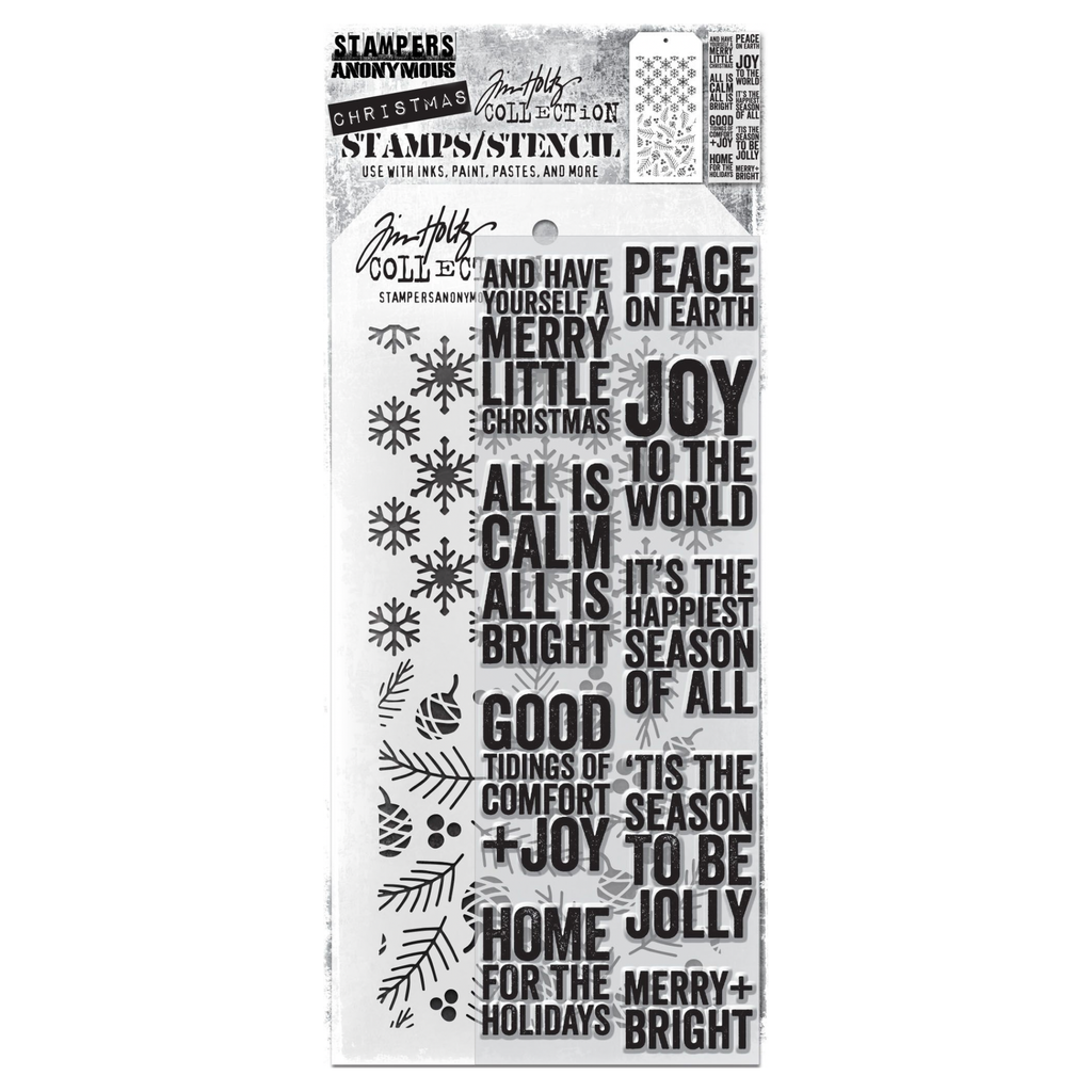 Tim Holtz Clear Stamps and Stencil BOLD TIDINGS THMM133