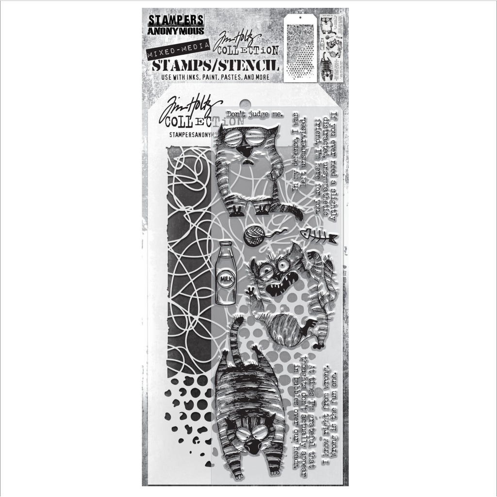 Tim Holtz Clear Stamps and Stencil DOODLE AND BUBBLE THMM110