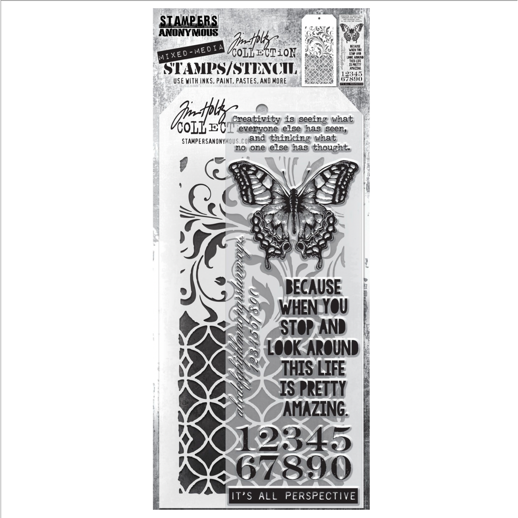 Tim Holtz Clear Stamps and Stencil FLOURISH AND LATTICEWORK THMM115