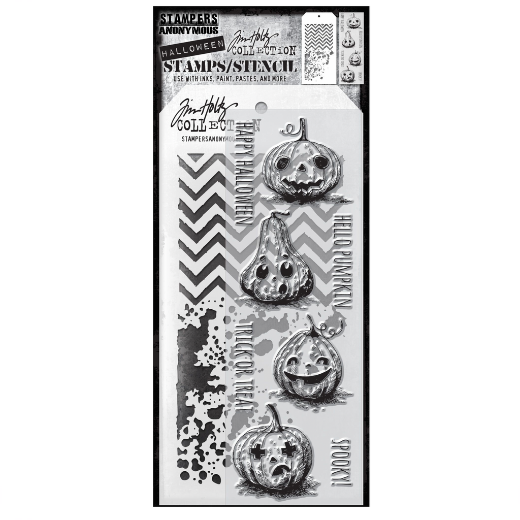 Tim Holtz Clear Stamps and Stencil PUMPKINHEAD THMM127