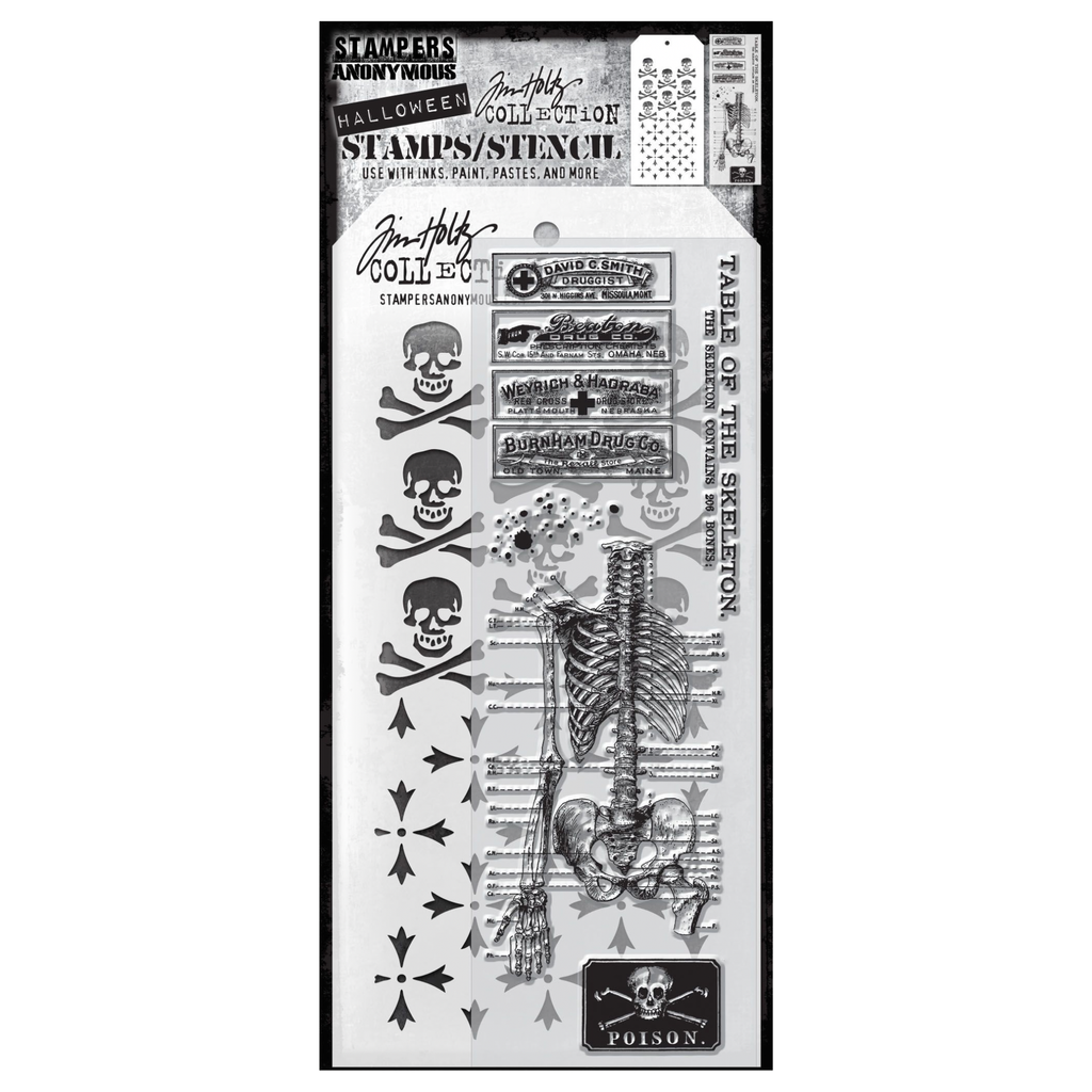 Tim Holtz Clear Stamps and Stencil EXAMINATION THMM129