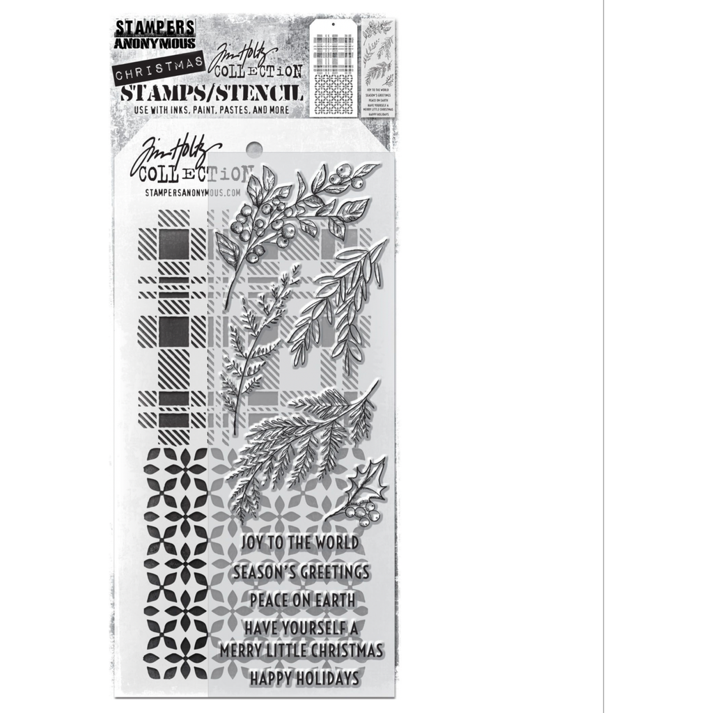 Tim Holtz Clear Stamps and Stencil SKETCH GREENERY THMM132