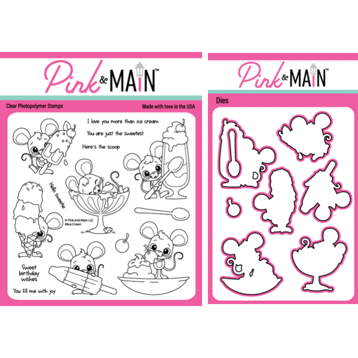 Pink and Main Mice Cream Clear Stamp and Die Set