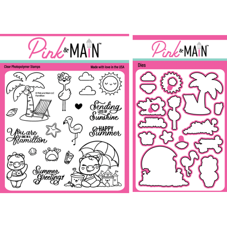 Pink and Main Flamillion 6x6 Clear Stamp and Die Set