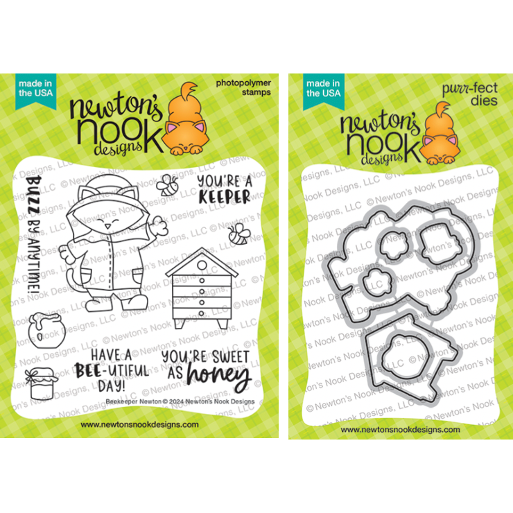 Newton's Nook Designs Beekeeper Newton 4x4 Clear Stamp and Die Set