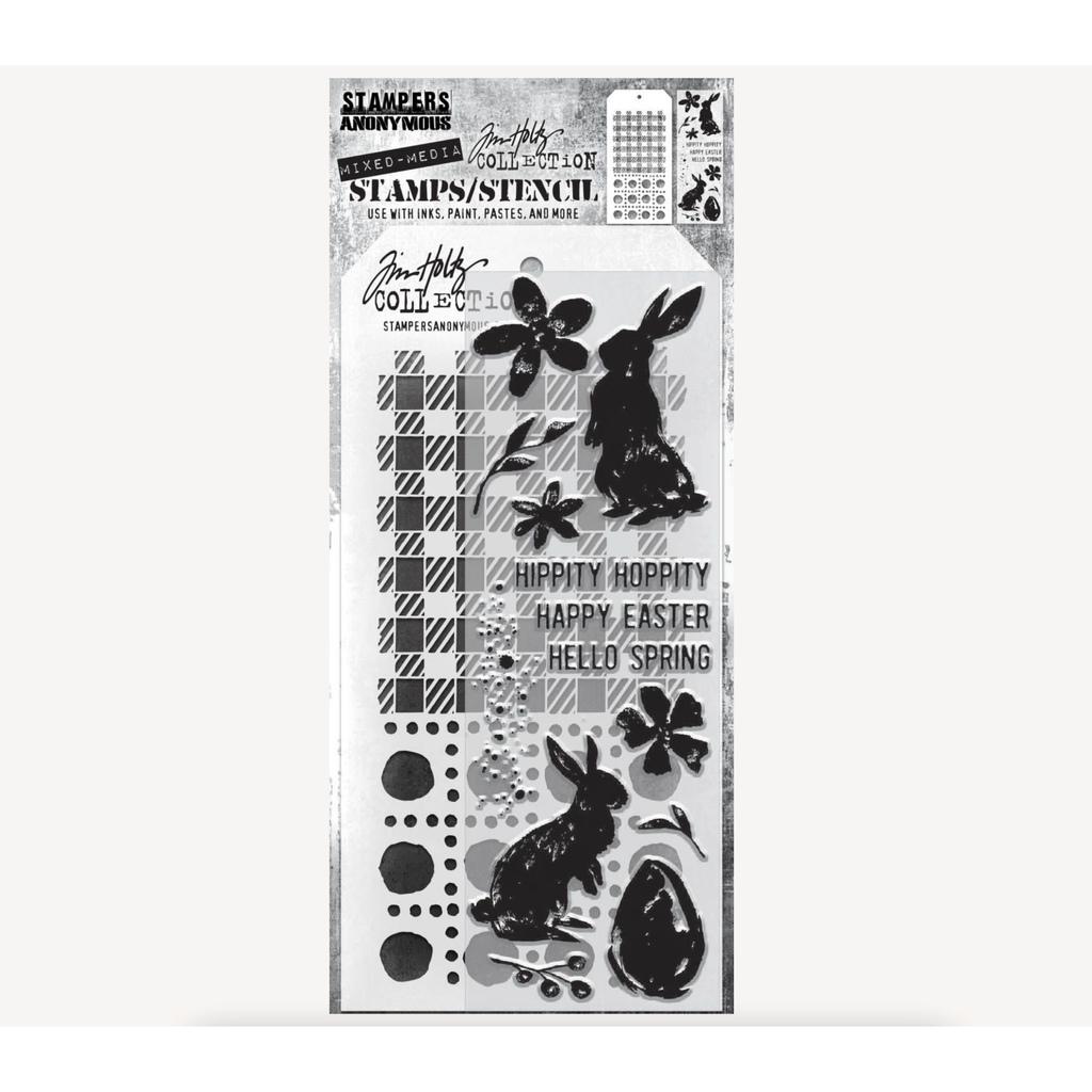 Tim Holtz Clear Stamps and Stencil SPRING SHADOWS THMM163