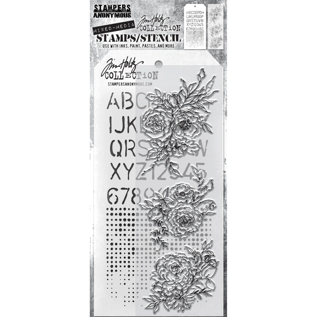 Tim Holtz Clear Stamps and Stencil Floral Outlines thmm138