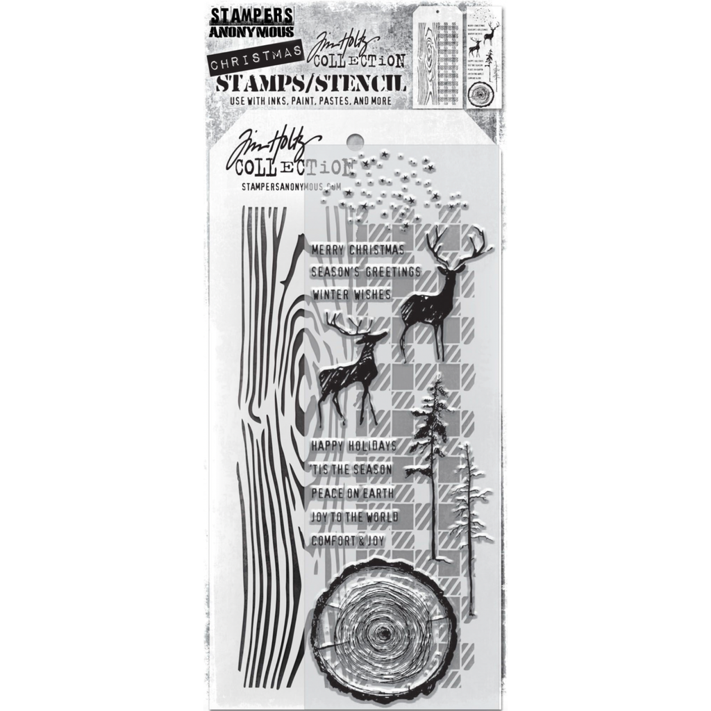 Tim Holtz Clear Stamps and Stencil GREAT OUTDOORS THMM157