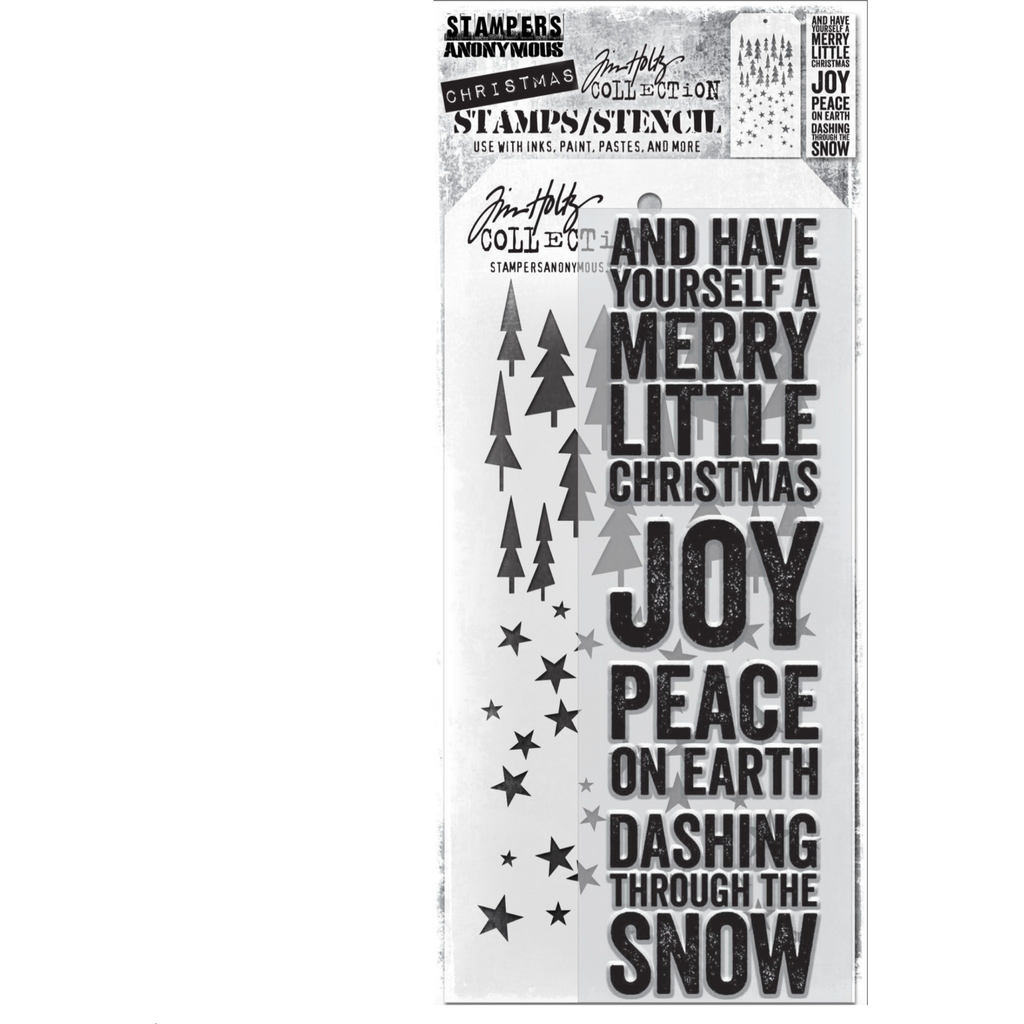 Tim Holtz Clear Stamps and Stencil BOLD TEXT XMAS THMM153