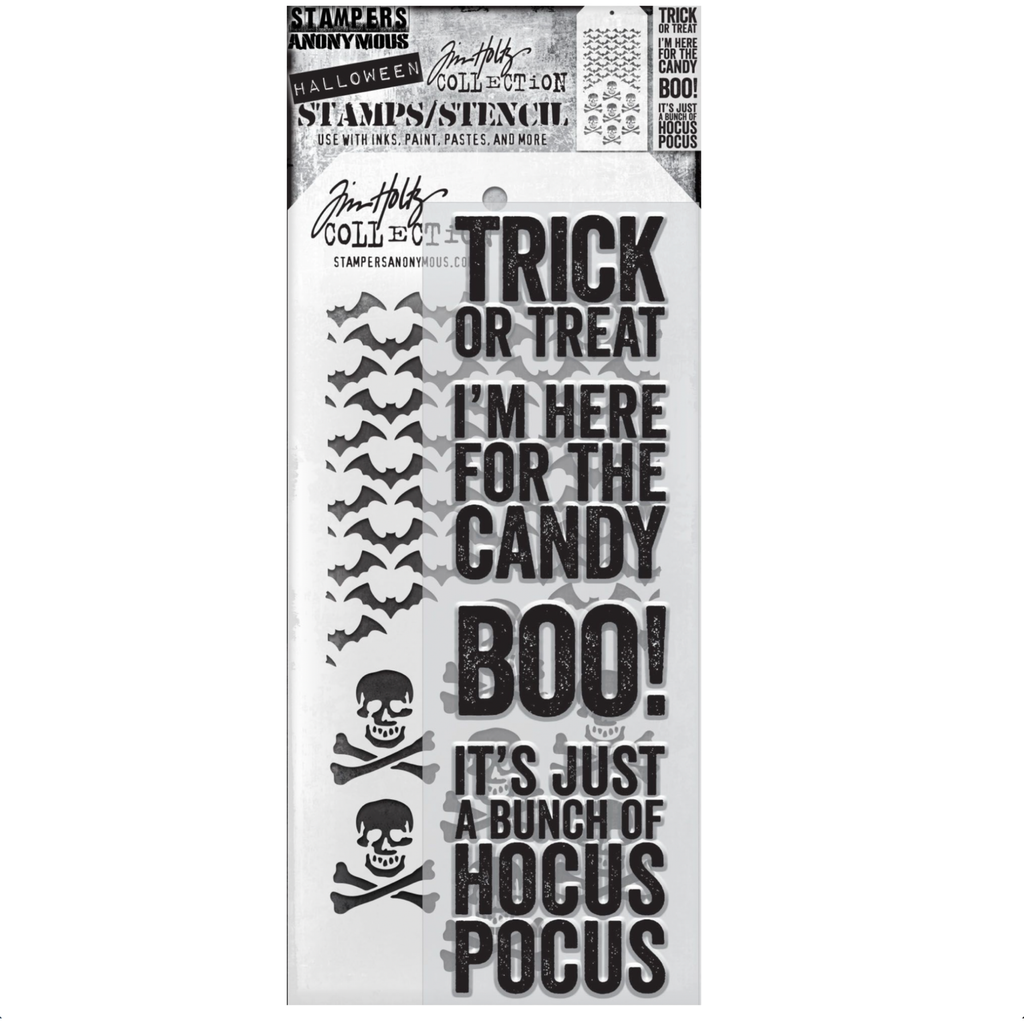 Tim Holtz Clear Stamps and Stencil BOLD FRIGHTS THMM146