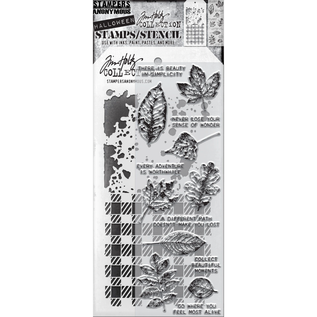 Tim Holtz Clear Stamps and Stencil NATURE'S WONDER THMM150