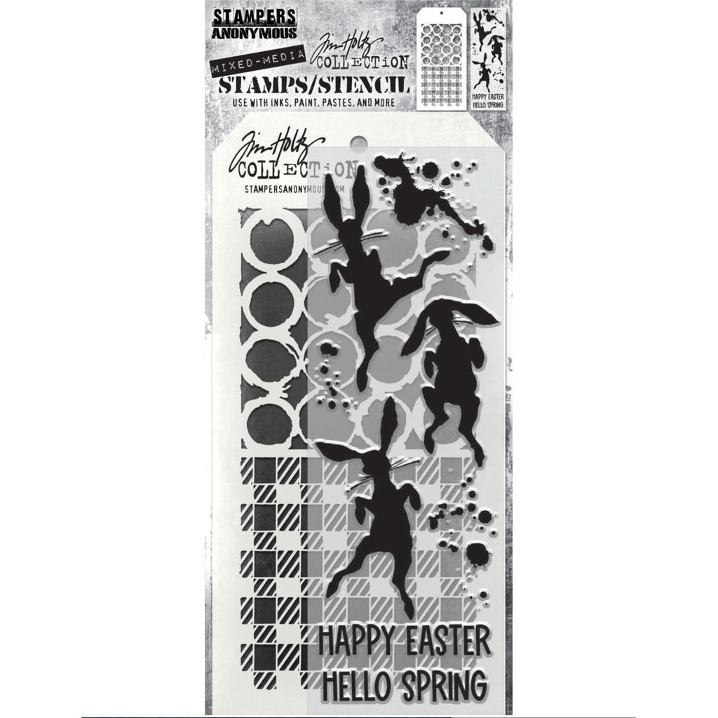 Tim Holtz Clear Stamps and Stencil Bunny Hop thmm183