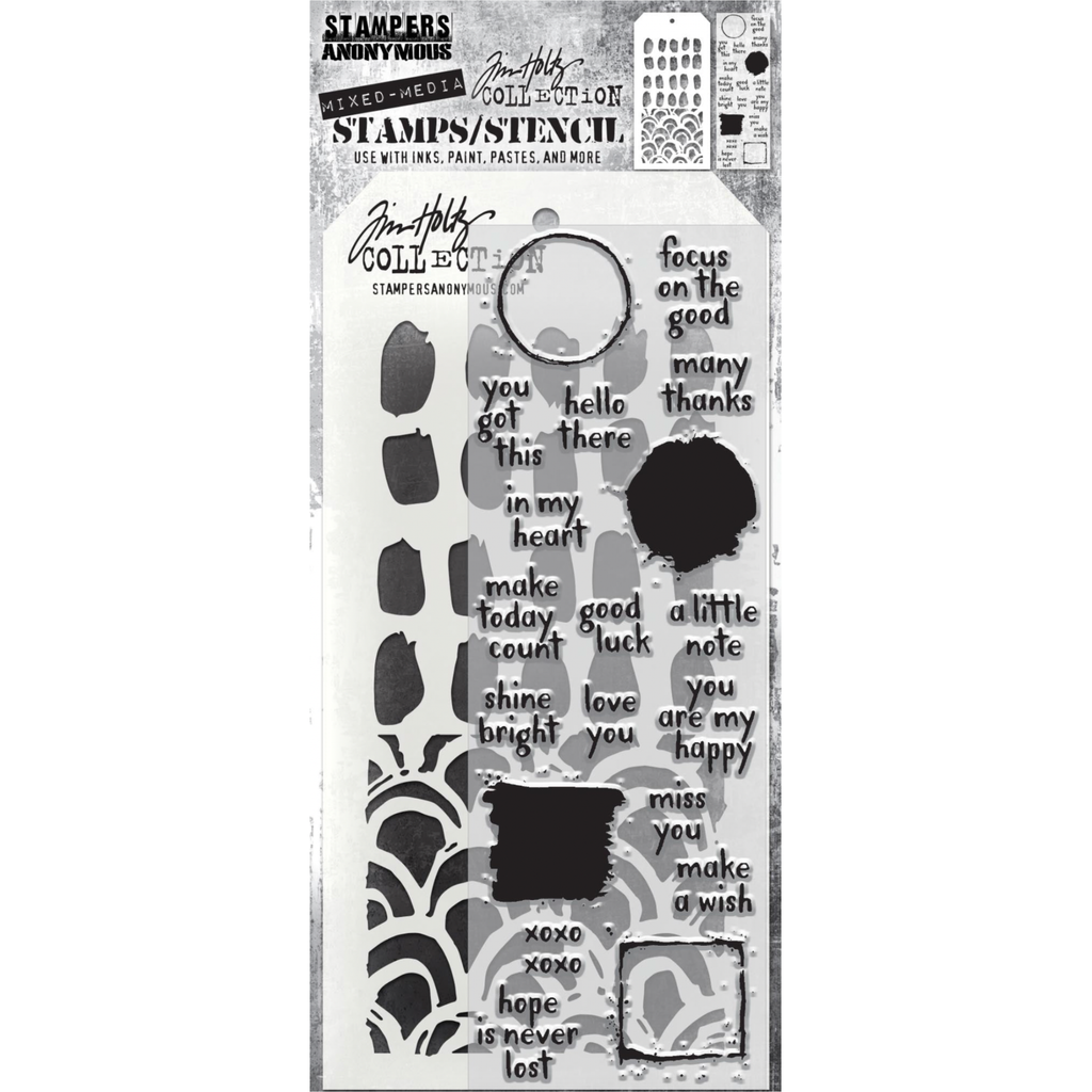 Tim Holtz Clear Stamps and Stencil Note Quotes thmm184