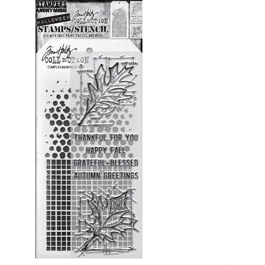 Tim Holtz Clear Stamps and Stencil BLUEPRINTS FALL THMM151