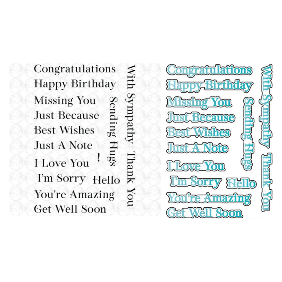 The Rabbit Hole Designs Sentimentally Speaking Clear Stamp and Die Set