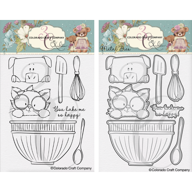 Colorado Craft Company Kris Lauren Bake Me Happy Clear Stamp and Die Set