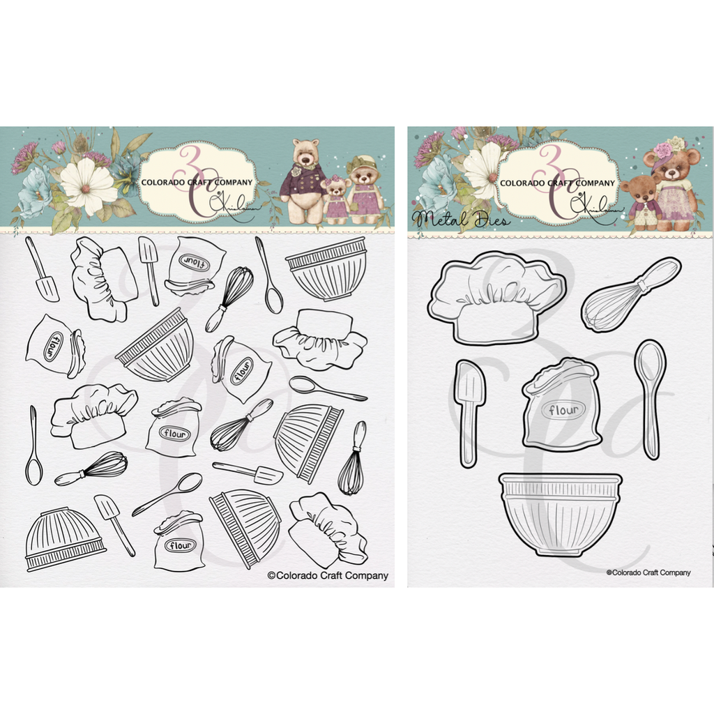 Colorado Craft Company Kris Lauren Baking Background Clear Stamp and Die Set