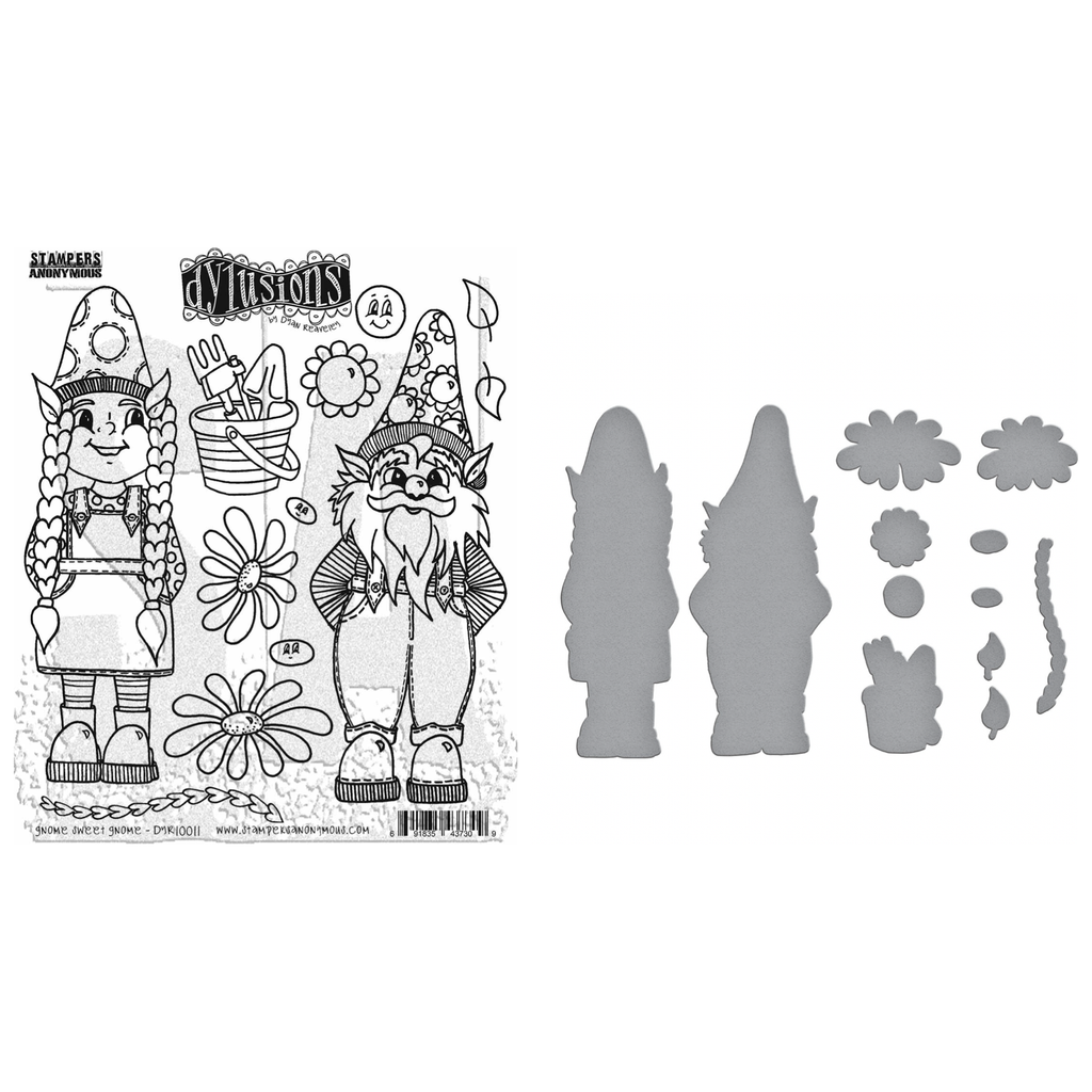 Dyan Reaveley Dylusions Gnome Sweet Gnome Cling Stamp and Die Set