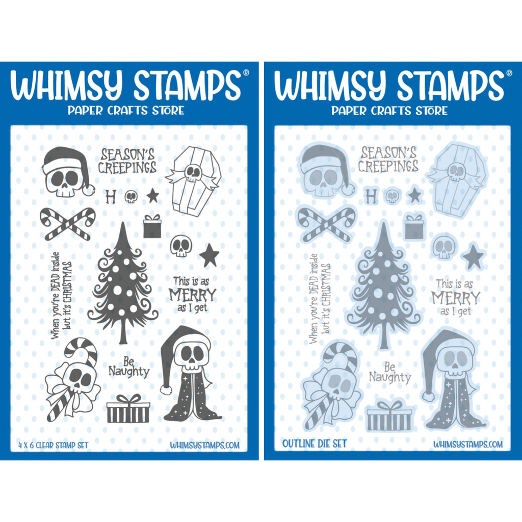 Whimsy Stamps Season's Creepings Clear Stamp and Outline Dies Set