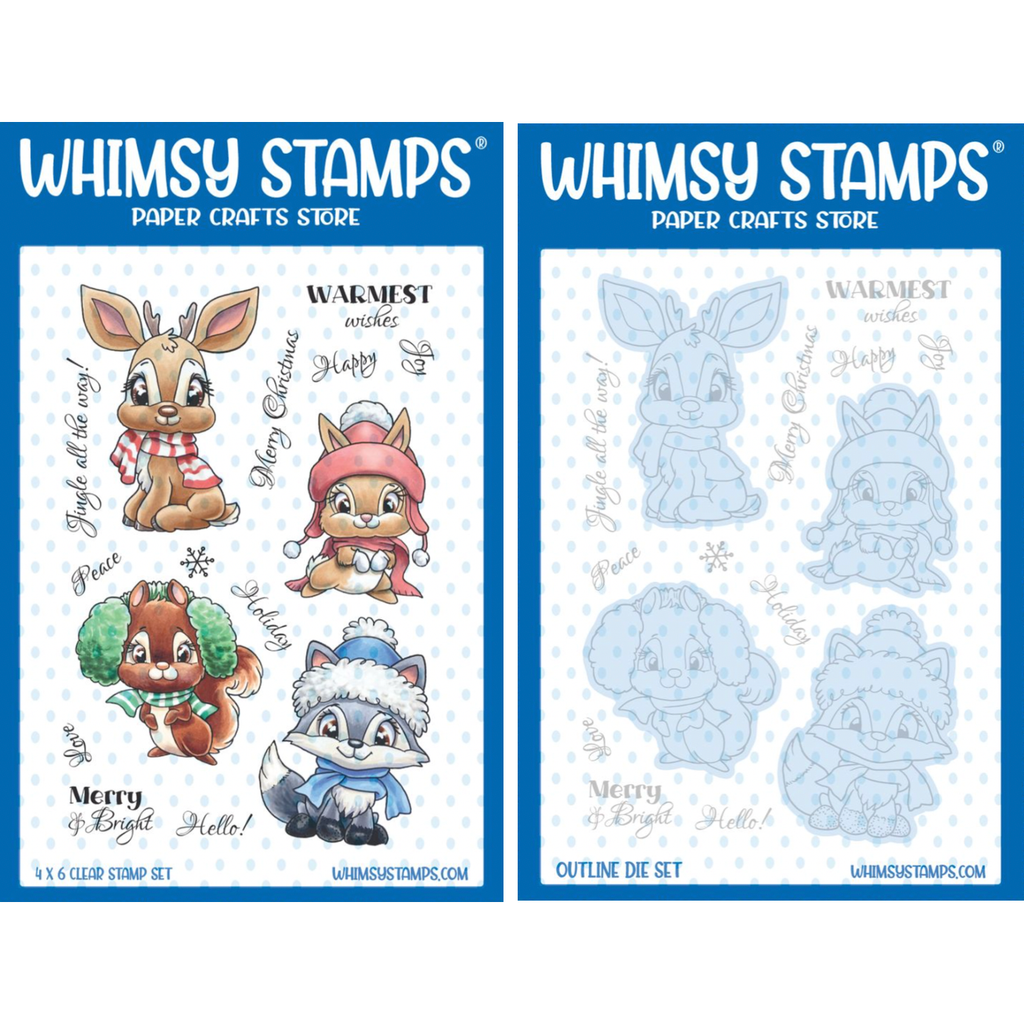 Whimsy Stamps Christmas in the Woods Clear Stamps and Outline Dies Set