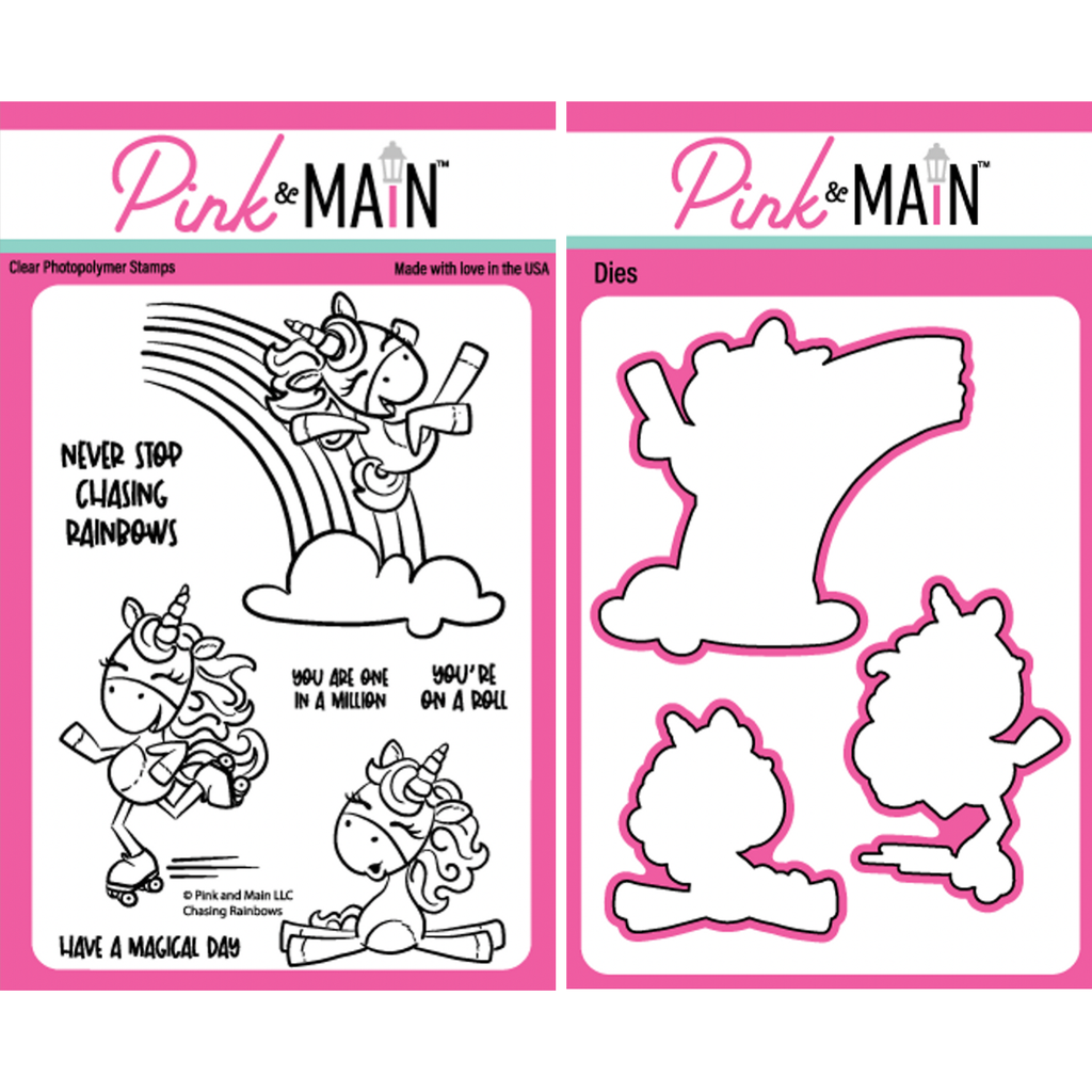 Pink and Main Chasing Rainbows Clear Stamp and Die Set