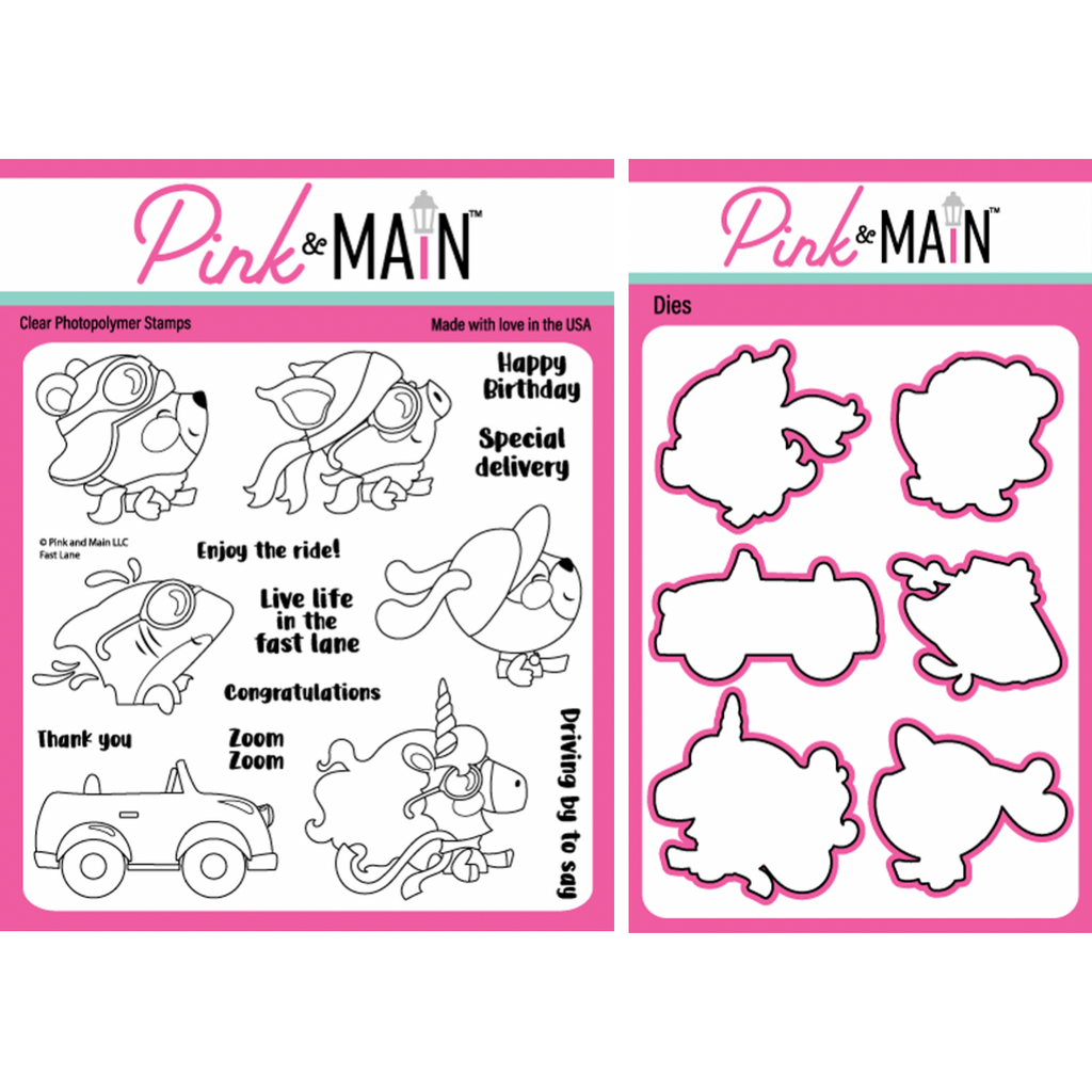 Pink and Main Fast Lane Clear Stamp and Coordinating Die Set