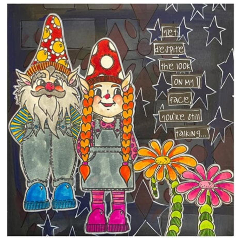 Dyan Reaveley Dylusions Gnome Sweet Gnome Cling Stamps dyr10011 stars