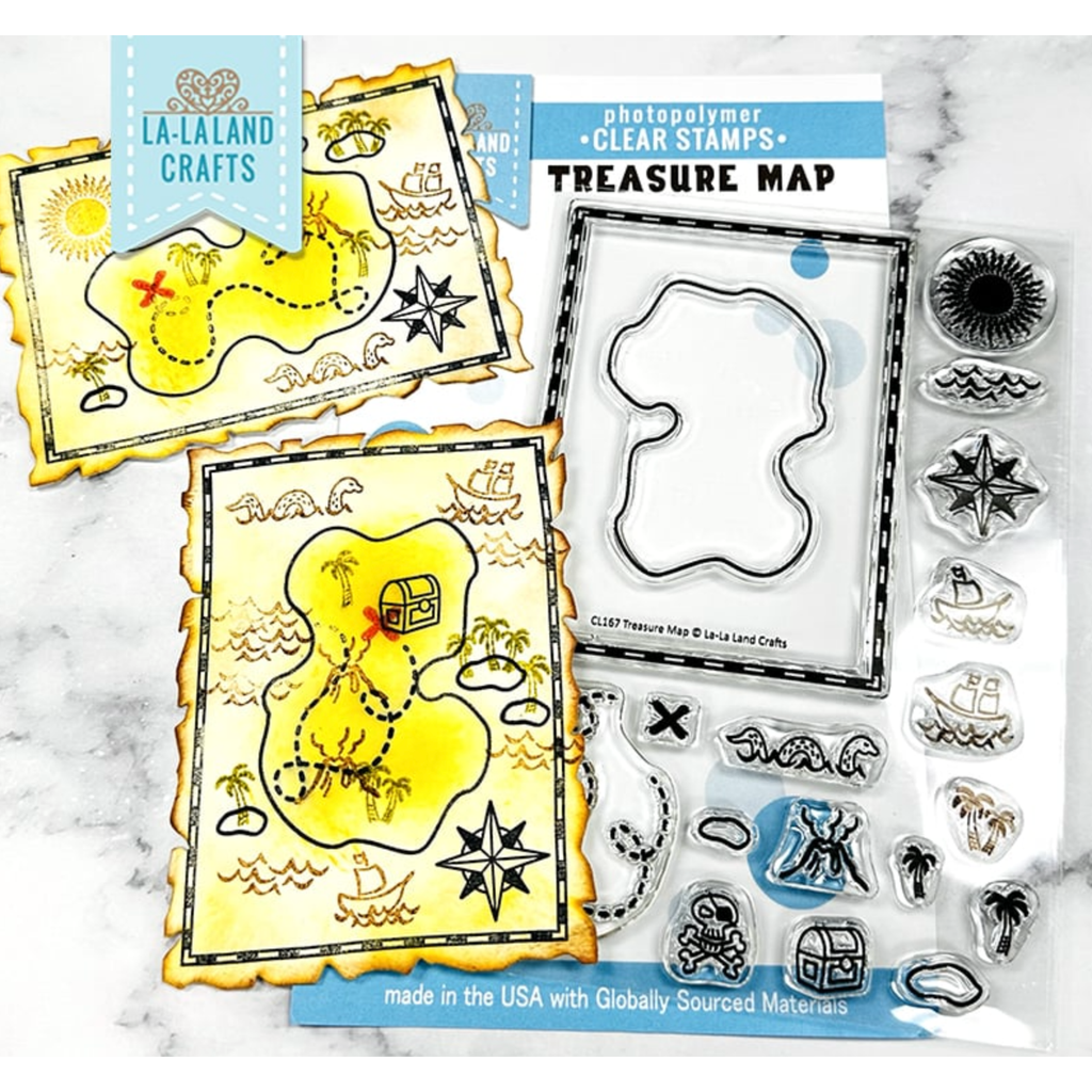 La-La Land Crafts Treasure Map Clear Stamps cl167