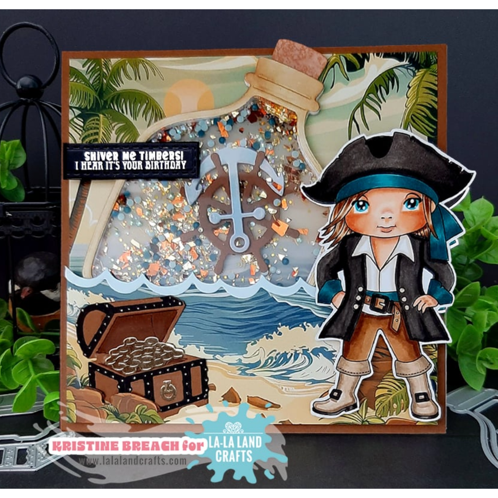 La-La Land Crafts Pirate Luka Cling Stamp 5600 shaker card