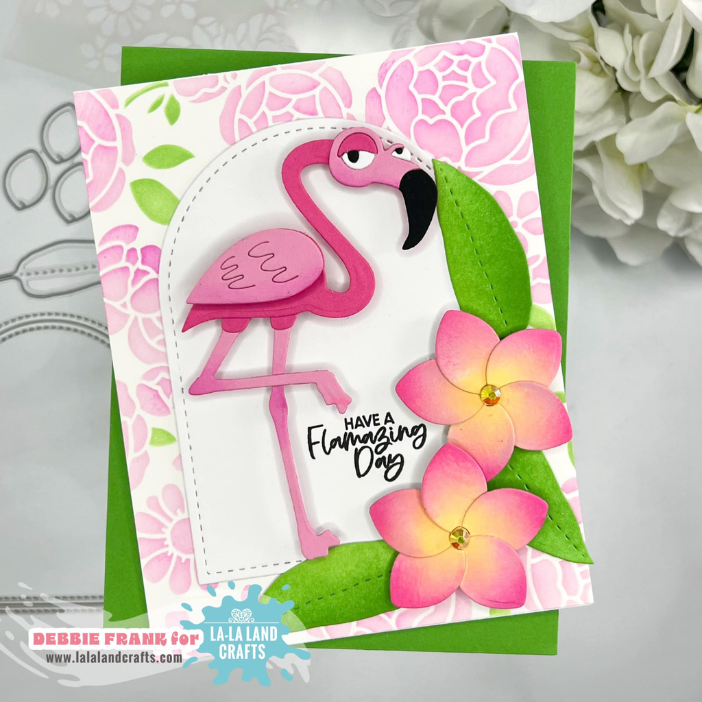 La-La Land Crafts Flamingo Leg Up Dies 8884 pink flowers