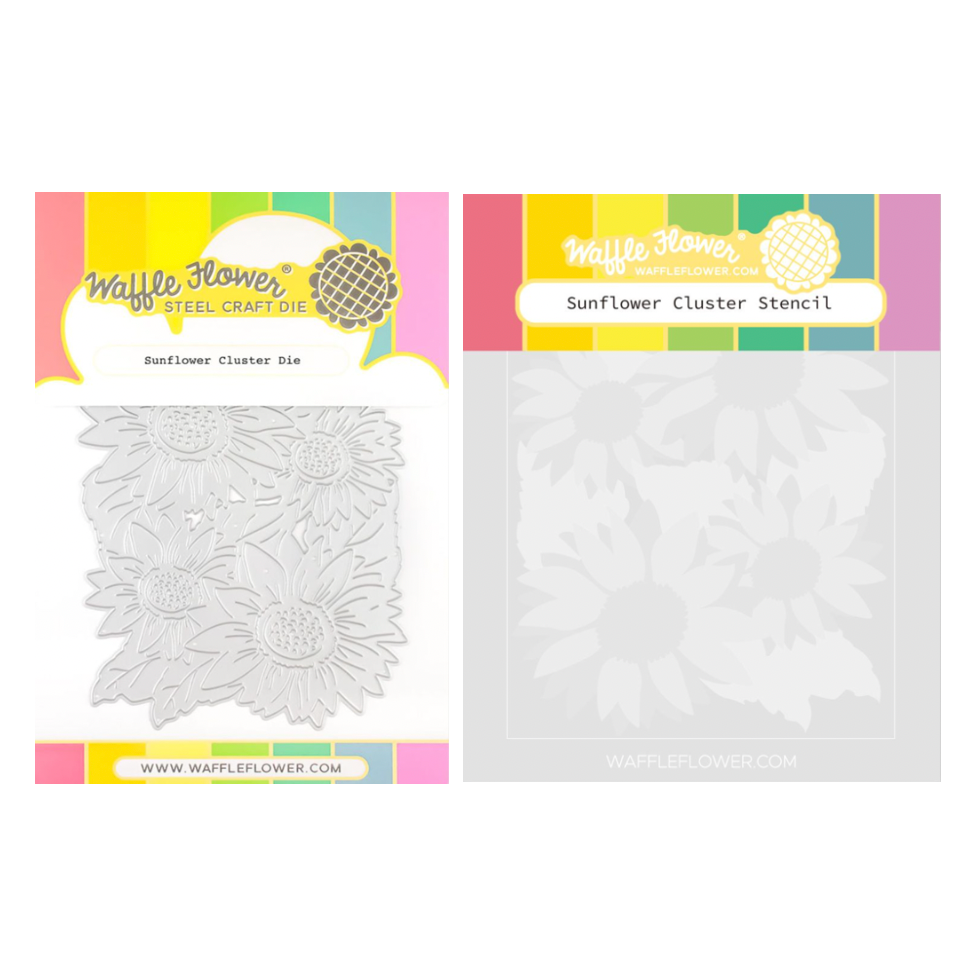 Waffle Flower Sunflower Cluster Die and Stencil Set