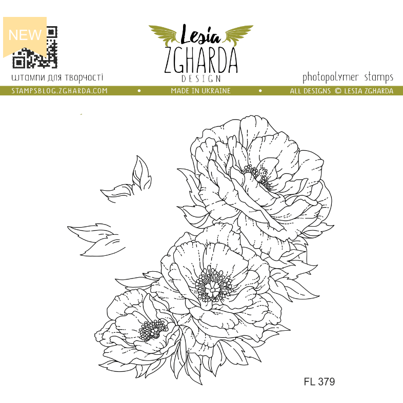 Lesia Zgharda Flowers Corner Clear Stamp fl379