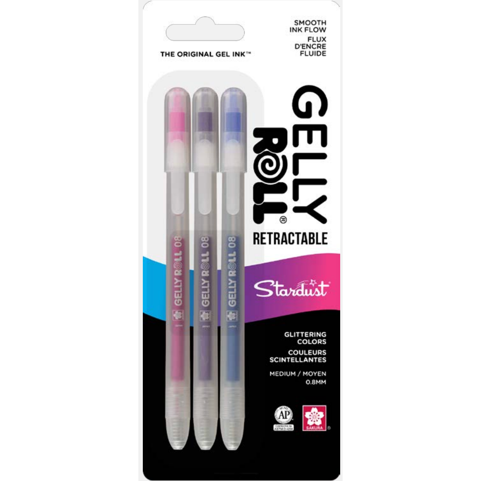 Sakura Gelly Roll Stardust Retractable Pens 3 Pack 50603