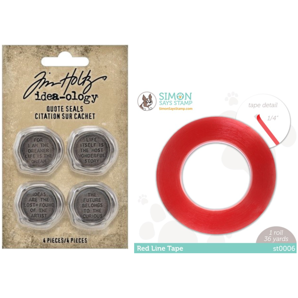 Tim Holtz Idea-ology Quote Seals and Red Tape 1/4 Bundle