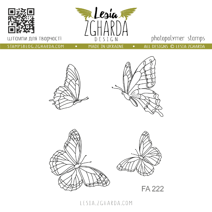 Lesia Zgharda Flying Butterflies Clear Stamp fa222