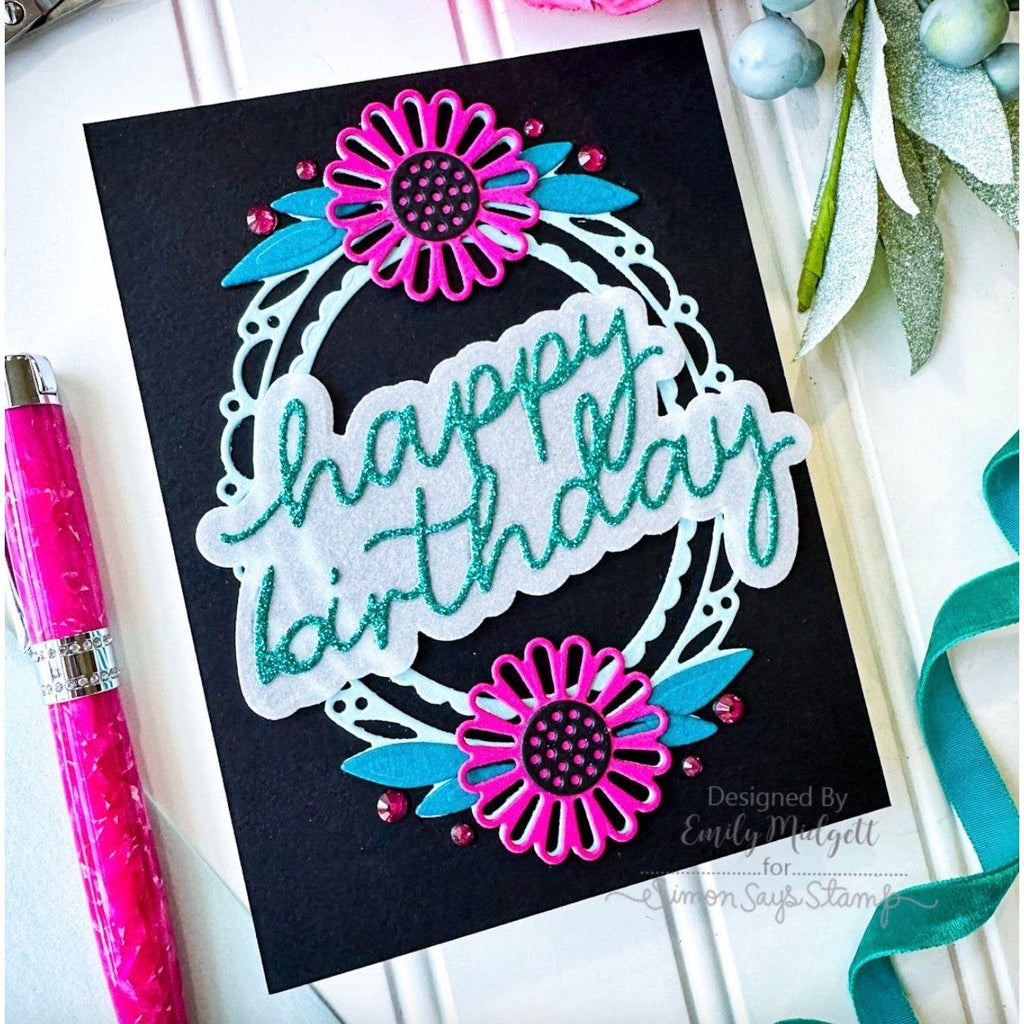 Simon Says Stamp Daisy Oval Frame Wafer Dies 1070sd Celebrate Birthday Card | color-code:ALT09