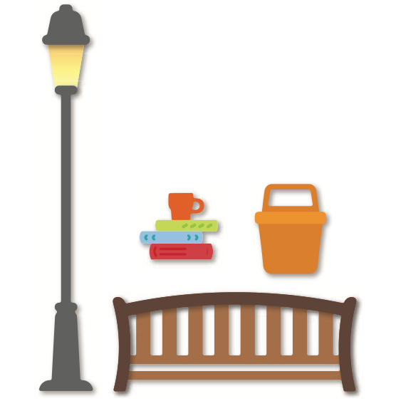 My Favorite Things Park Bench Basics Dies Die-Namics mft2813 in color assembled scene