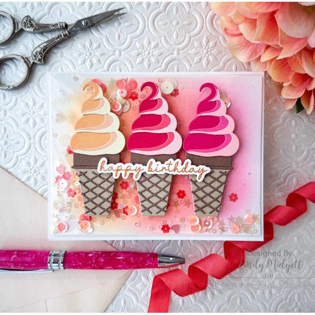 Simon Says Stamp SOFT SERVE CONE Wafer Dies s804 Birthday Card | color-code:ALT02