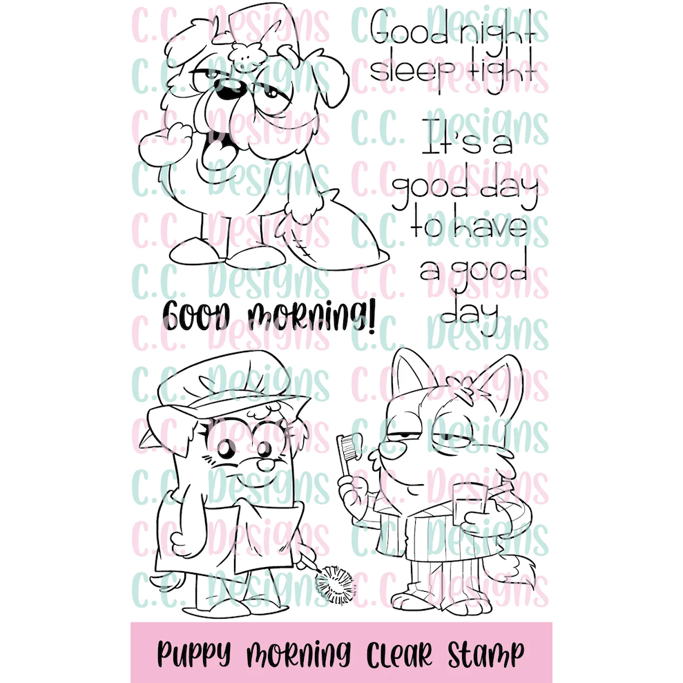 C.C. Designs Puppy Morning Clear Stamp Set ccd-0356