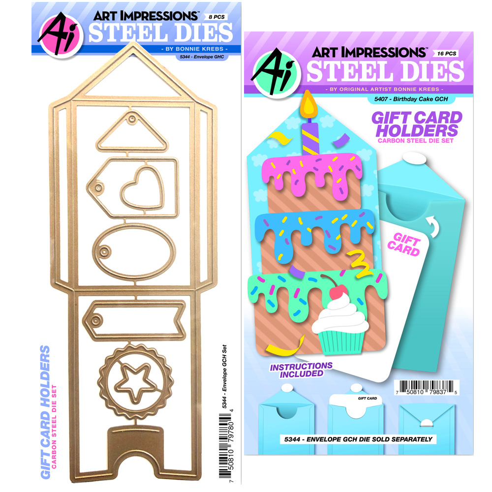 Art Impressions Birthday Cake Envelope Gift Card Holder Bundle
