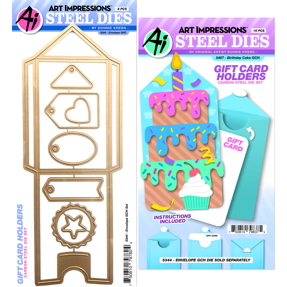 Art Impressions Birthday Cake Envelope Gift Card Holder Bundle